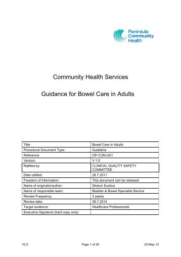 Guidance For Bowel Care In Adults - the Royal Cornwall Hospitals ...