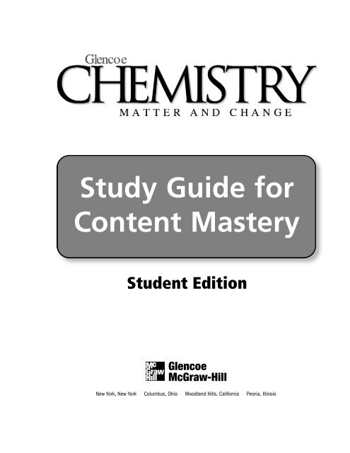 Chemistry matter and change study guide for content mastery teacher edition