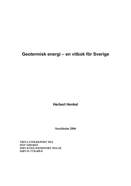 Geotermisk energi â en vitbok fÃ¶r Sverige - Kungliga Tekniska ...
