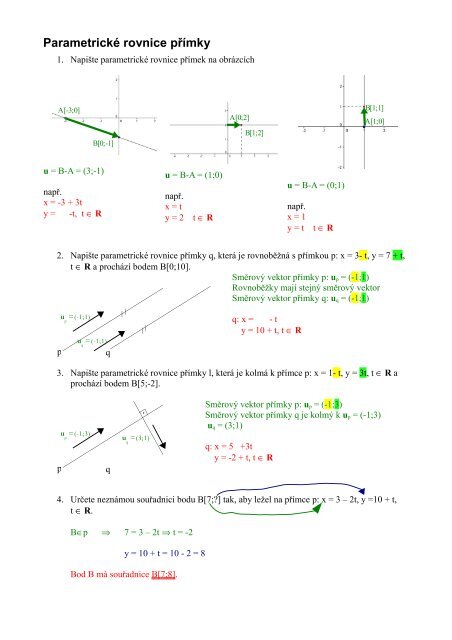 ParametrickÃ© rovnice pÅÃ­mky