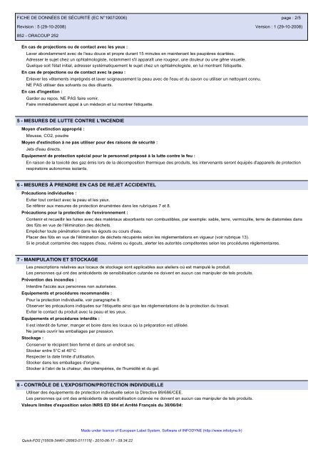 fiche de données de sécurité - Promeca