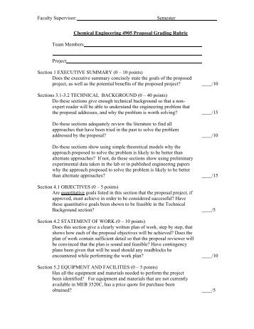 Proprosal Grading Rubric (pdf) - Department of Chemical Engineering