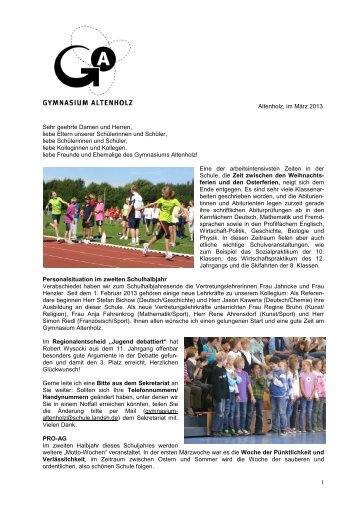 Rundbrief MÃ¤rz 2013 - Gymnasium Altenholz