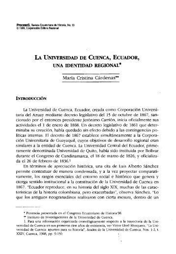 LA UNIVERSIDAD DE CUENCA, ECUADOR, UNA IDENTIDAD ...