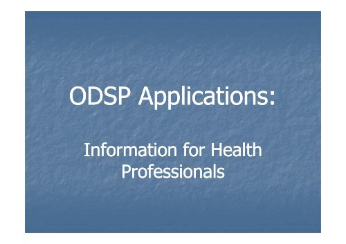 ODSP for Medical Practitioners - Your Legal Rights