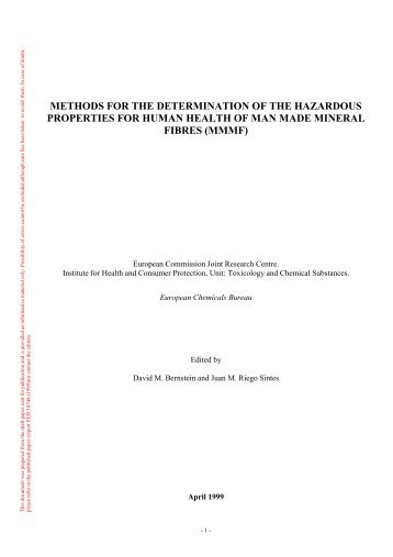 Methods for the determination of the hazardous properties - TSAR