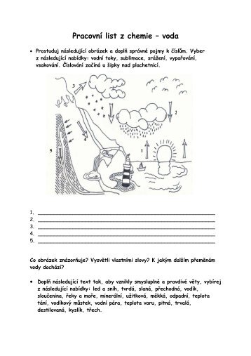 PracovnÃ­ list z chemie â voda