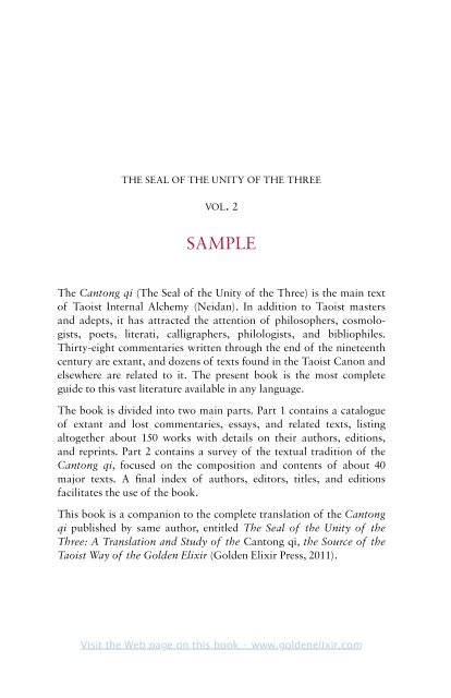 The Seal of the Unity of the Three â Vol. 2 - The Golden Elixir