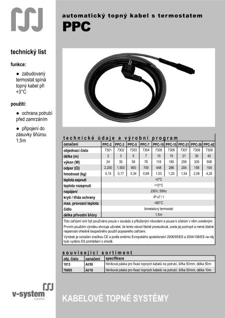 technickÃ½ list - V-System elektro