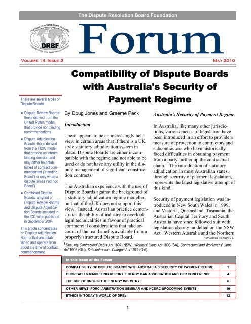 Compatibility of Dispute Boards with Australia's Security of ...