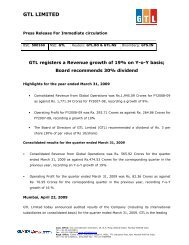 GTL results for the quarter and year ended Mar 31, 2009 - GTL Limited