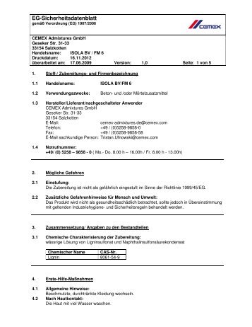 EG-Sicherheitsdatenblatt