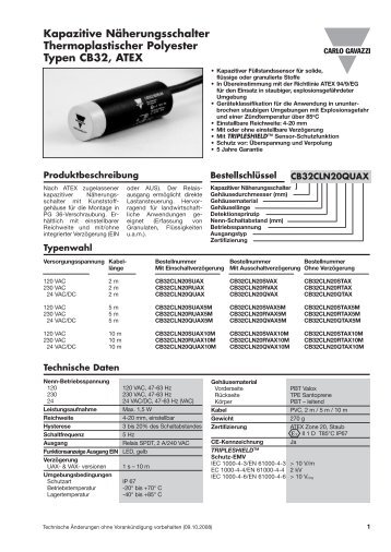 Kapazitive NÃ¤herungsschalter Thermoplastischer Polyester Typen ...