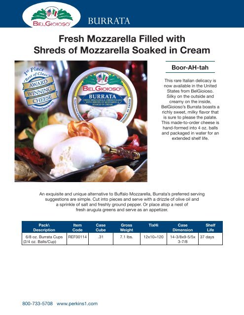 Burrata Gourmet Cheese Course Mozzarella Madness ... - Perkins