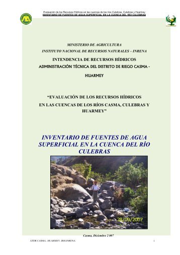 inventario de fuentes de agua superficial en la cuenca del rÃ­o culebras