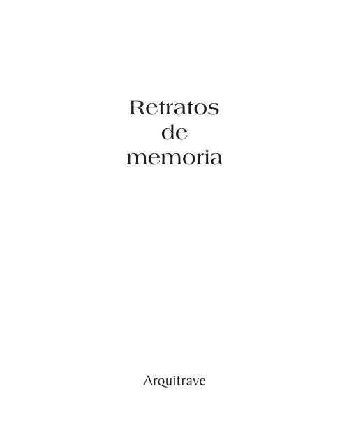 Retratos de Memoria de Carlos Jimenez PDF - Arquitrave