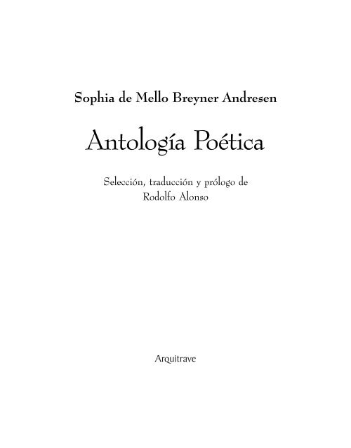 Sophia de Mello PDF - Arquitrave