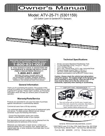 Owner's Manual - FIMCO Industries