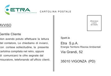 cartolina autolettura ETRA - Etra Spa
