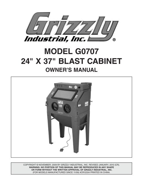 Grizzly industrial 24 inch on sale x blast cabinet