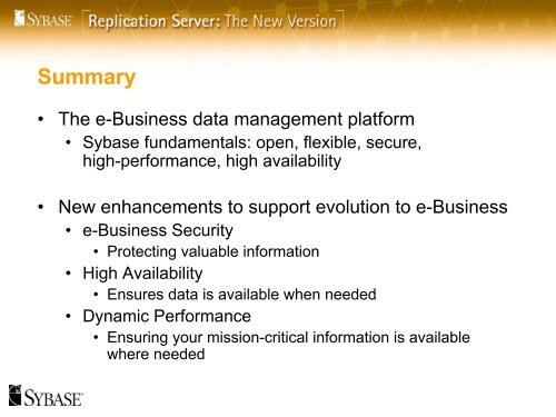 Replication Server Presentation - Sybase
