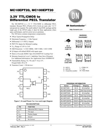 MC10EPT20, MC100EPT20 3.3V TTL/CMOS to Differential ... - Darlas