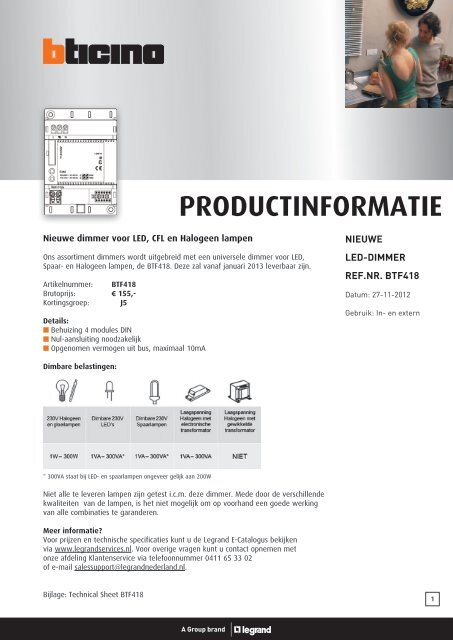 PRODUCTINFORMATIE - BTicino