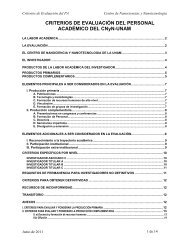 Criterios de evaluacion para el CCMC - CNyN - UNAM