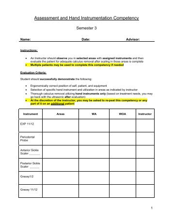 Assessment and Hand Instrumentation Competency