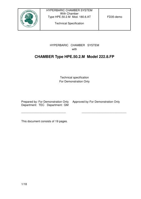 CHAMBER Type HPE.50.2.M Model 222.8.FP - Drass