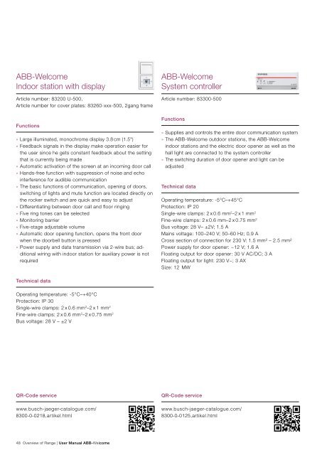 ABB-Welcome User Manual - Busch-Jaeger Elektro GmbH