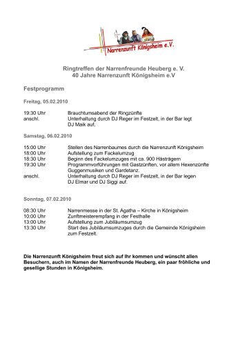 Ringtreffen der Narrenfreunde Heuberg e. V. 40 Jahre Narrenzunft ...