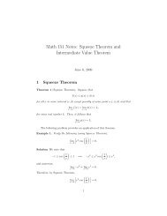 Math 151 Notes: Squeeze Theorem and Intermediate Value Theorem