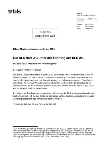 Die BLS Netz AG unter der Führung der BLS AG