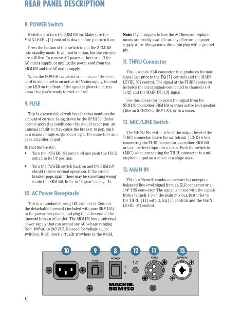 SRM150 Compact Active PA System User's Manual - Pro Music