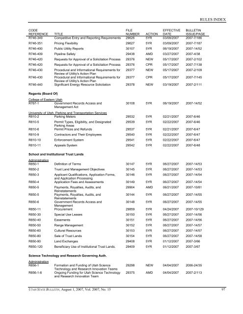 Vol. 2007, No. 15 (08/01/2007) PDF - Administrative Rules - Utah.gov