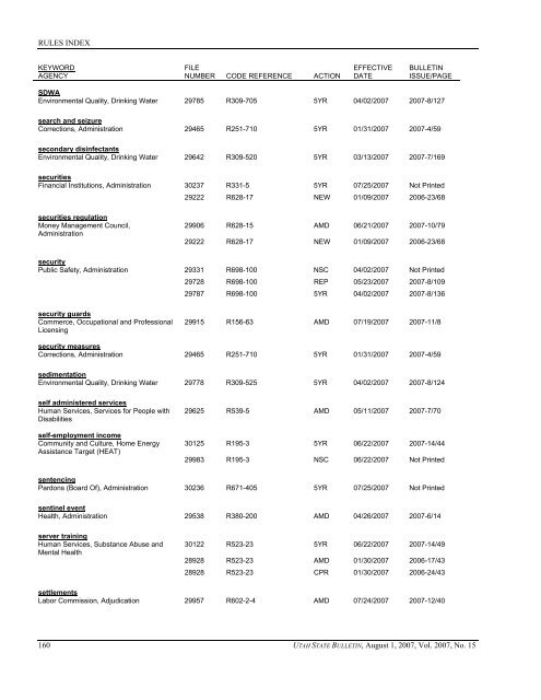 Vol. 2007, No. 15 (08/01/2007) PDF - Administrative Rules - Utah.gov