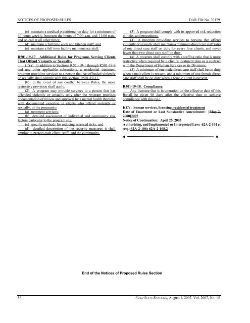 Vol. 2007, No. 15 (08/01/2007) PDF - Administrative Rules - Utah.gov