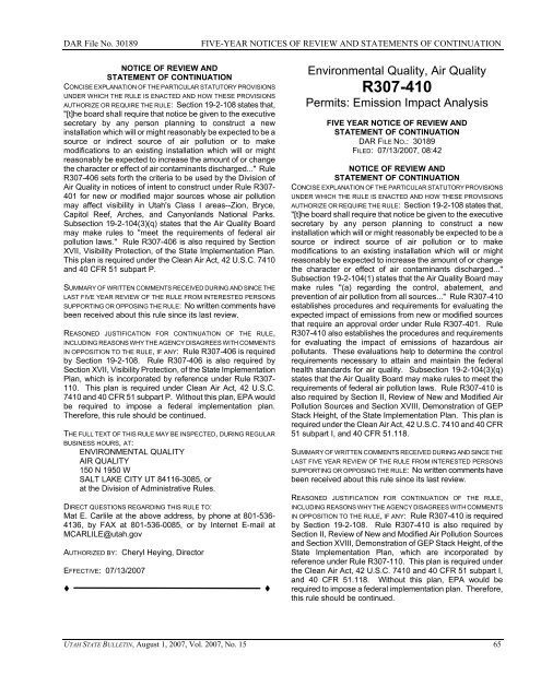 Vol. 2007, No. 15 (08/01/2007) PDF - Administrative Rules - Utah.gov