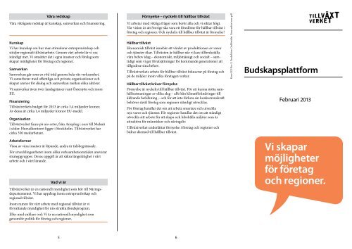 Budskapsplattform - TillvÃ¤xtverket