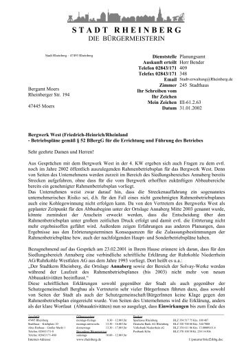 Brief - Schutzgemeinschaft Bergbau Rheinberg e.V.