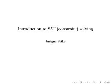 Introduction to SAT (constraint) solving - Crest