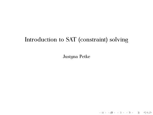 Introduction to SAT (constraint) solving - Crest