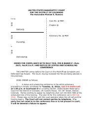 Initial Scheduling Order (re: Rule 7026) - US Bankruptcy Court