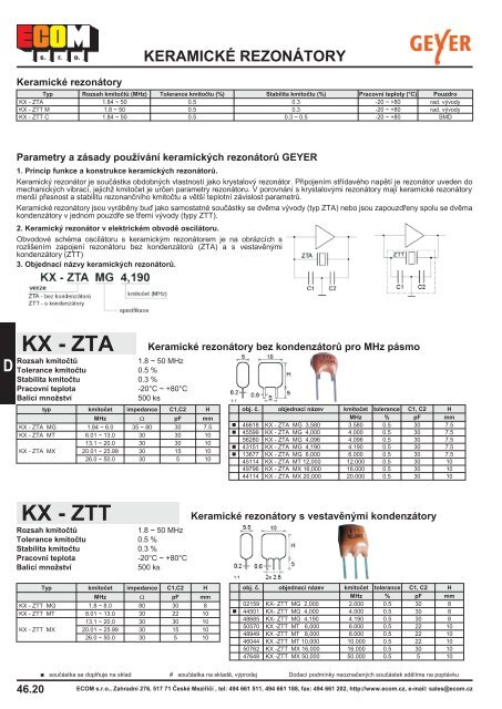 KeramickÃ© rezonÃ¡tory - ECOM s.r.o.