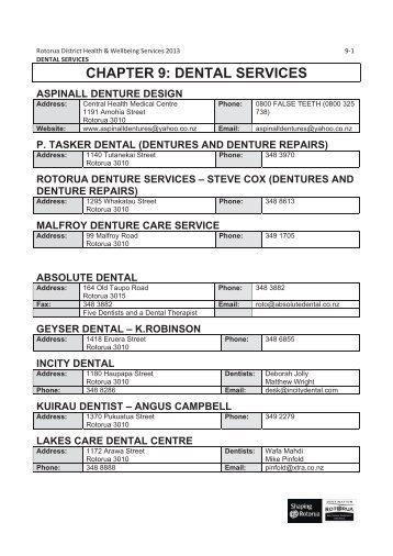 CHAPTER 9: DENTAL SERVICES - Rotorua District Council