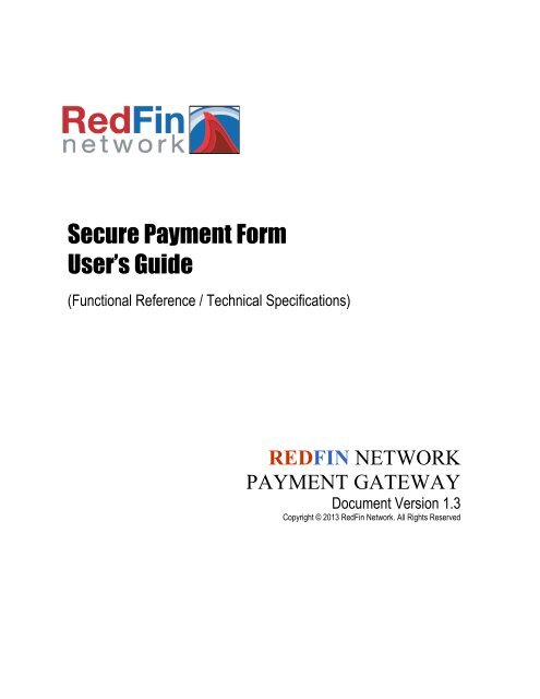 Secure Payment Form User's Guide - RedFin Network