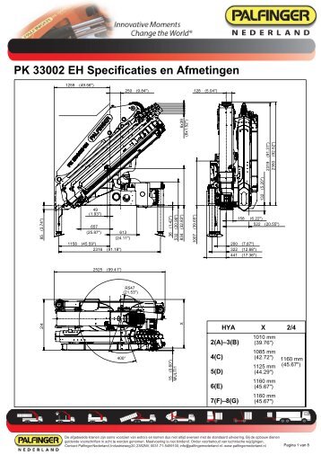 PK 33002 EH Specificaties en Afmetingen - Palfinger