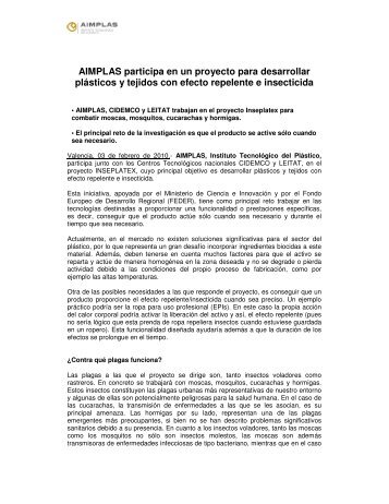 AIMPLAS participa en un proyecto para desarrollar plásticos y ...