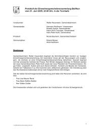 Titelblatt Protokoll der Einwohner-GV - Bellikon